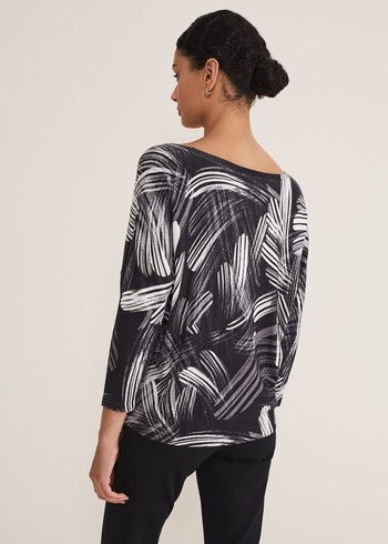 Phase Eight Adara Linear Zip Neck Print Knitwear Black/Multicolor USA | 3927164-OP